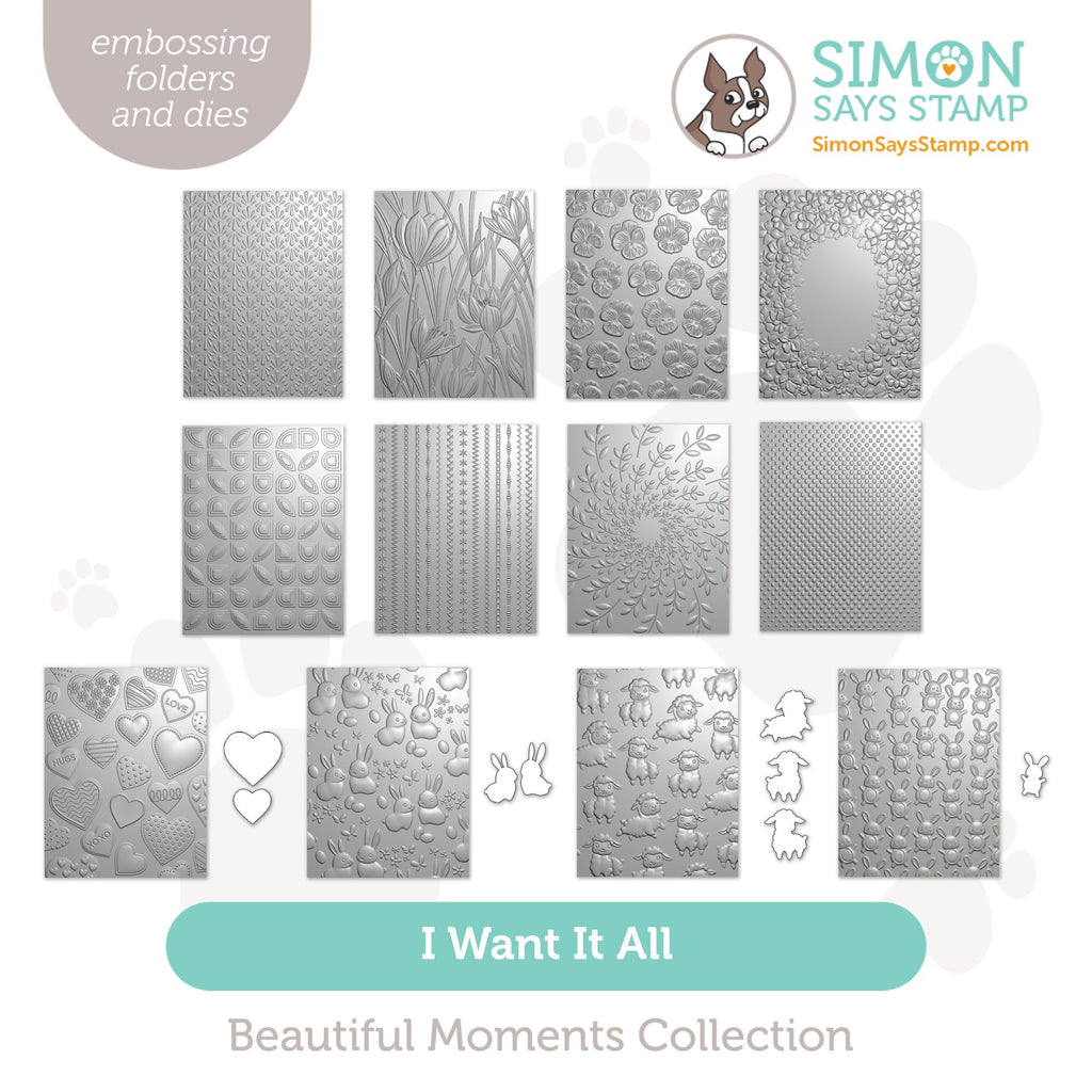 Simon Says Stamp Beautiful Moments Collection I Want It All Embossing Folders set1193ef