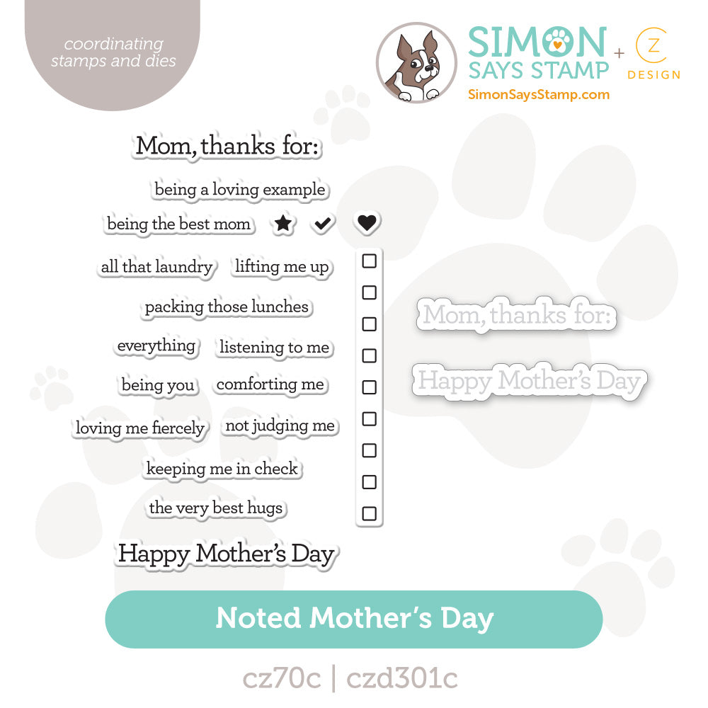 CZ Design Stamps and Dies Noted Mother's Day set1203nm In My Heart