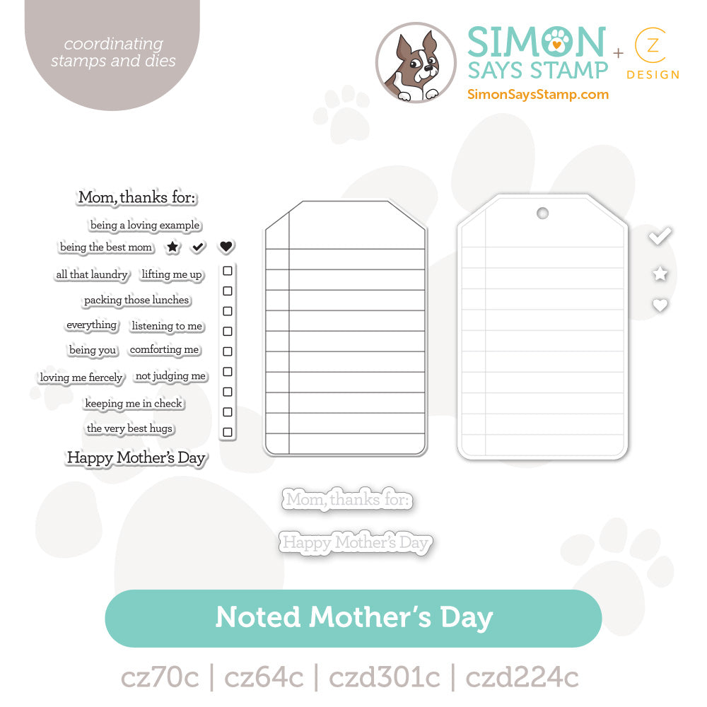 CZ Design Stamps and Dies Noted Mother's Day Bundle set1204nm In My Heart