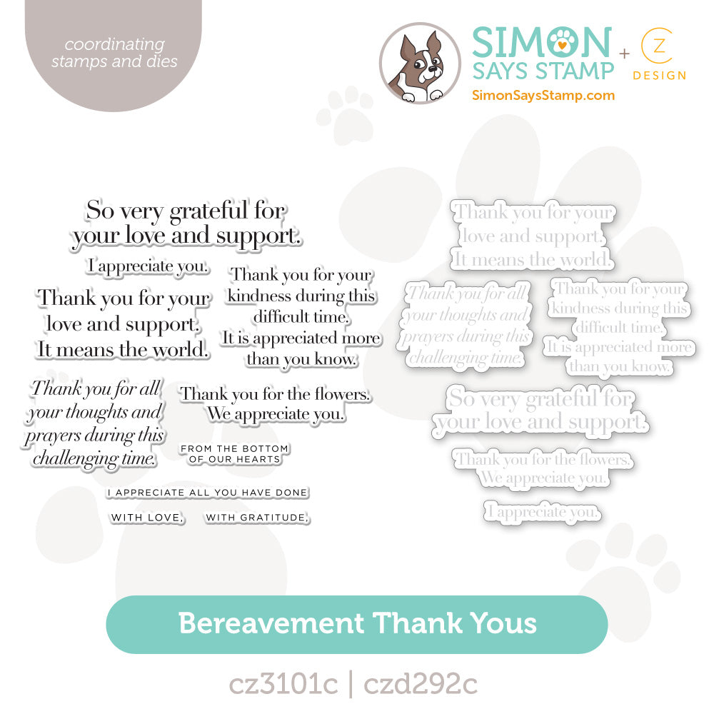 CZ Design Stamps and Dies Bereavement Thank Yous set1205bt In My Heart