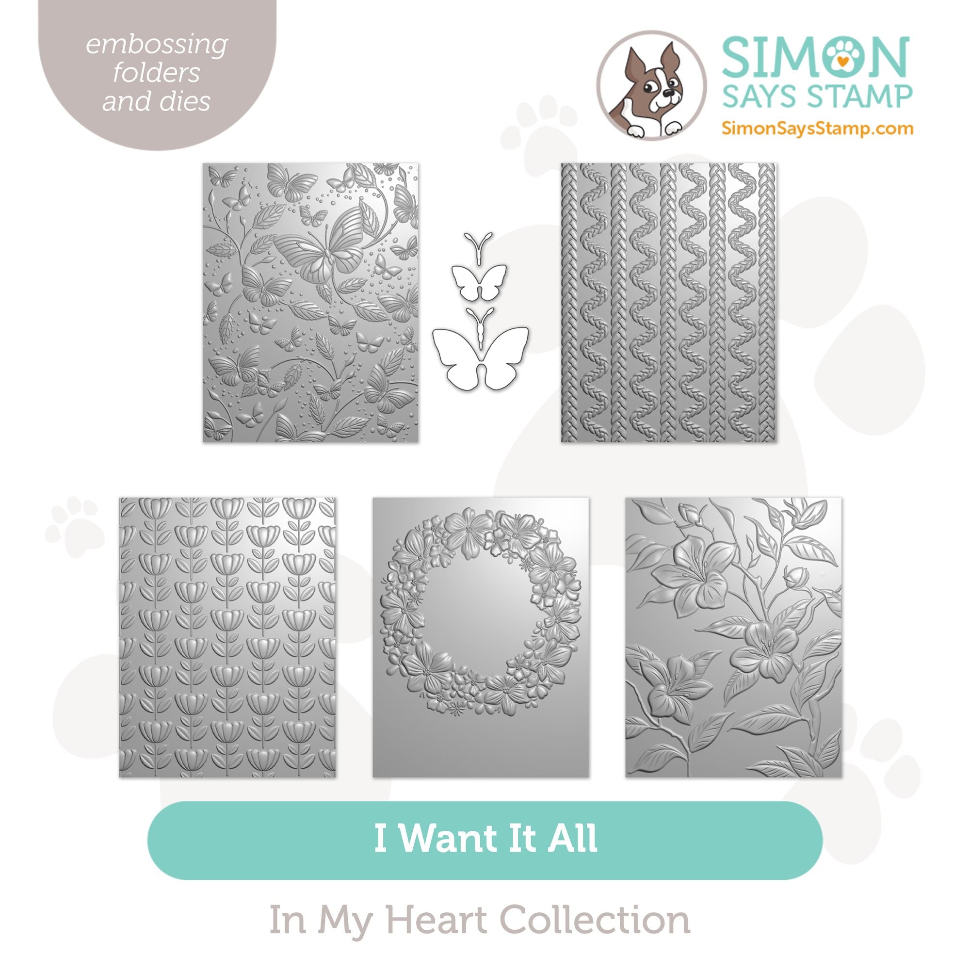 Simon Says Stamp In My Heart Collection I Want It All Embossing Folders set1210ef