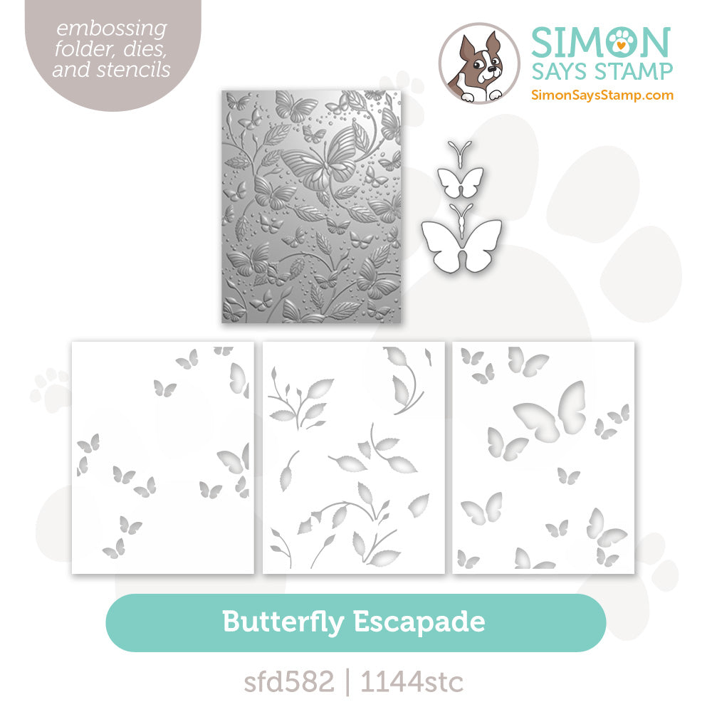 Simon Says Stamp Embossing Folder Dies and Stencils Butterfly Escapade set1216be I Want It All