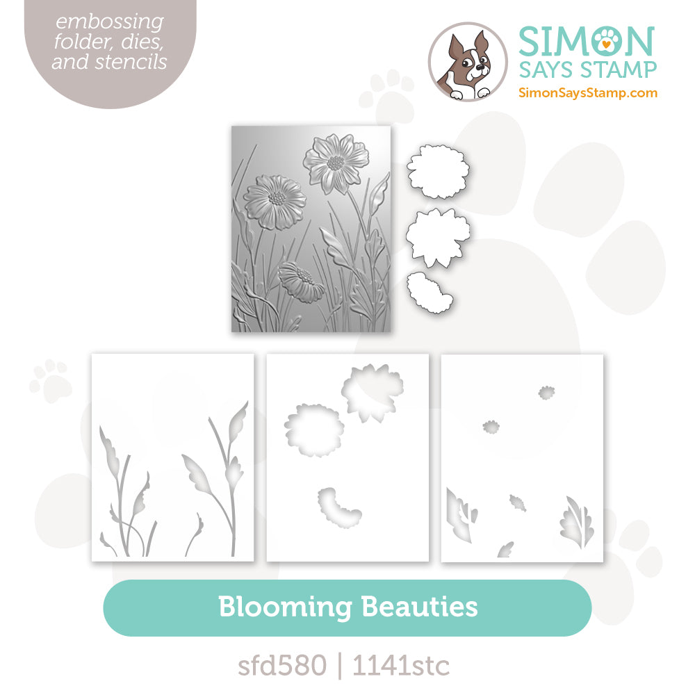 Simon Says Stamp Blooming Beauties Embossing Folder, Dies and Stencil Set Simon Says Stamp Blooming Beauties Embossing Folder, Dies and Stencil Set