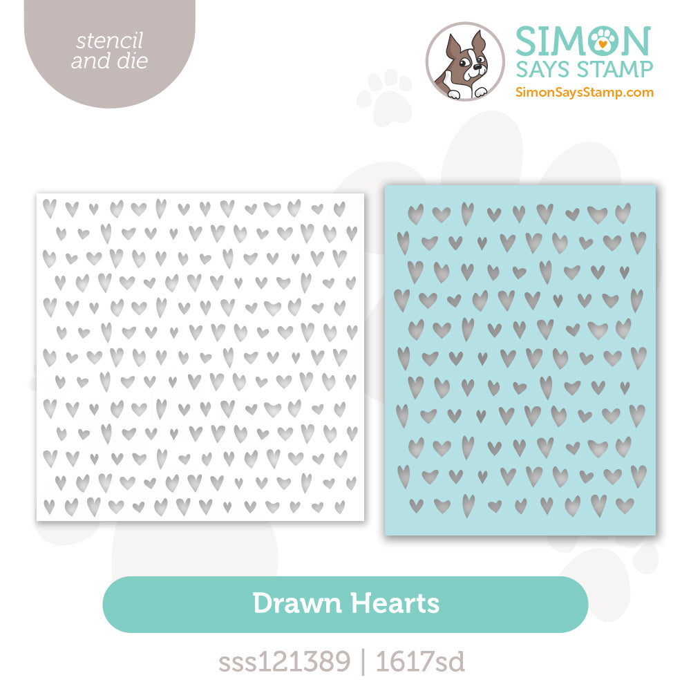 Simon Says Stamp Stencils and Die Drawn Hearts set1226dh Always There