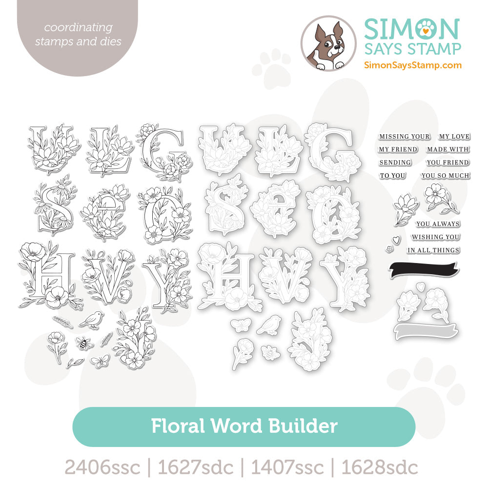 Simon Says Stamps and Dies Floral Word Builder Bundle set1239fw Always There