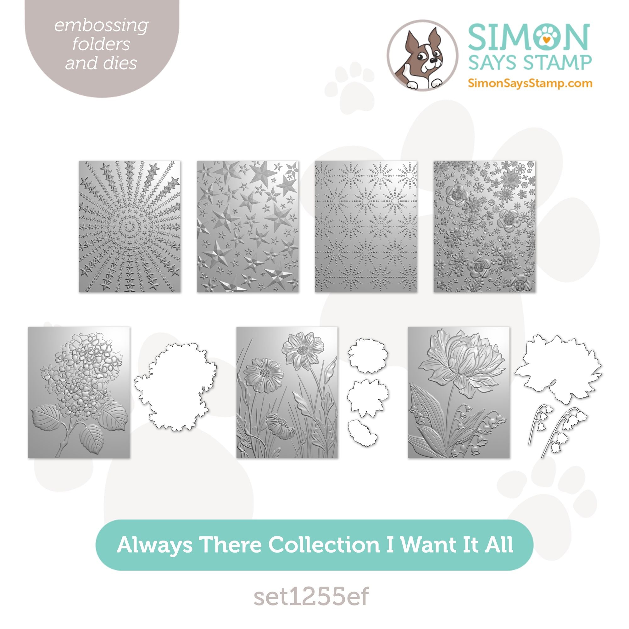 Simon Says Stamp Always There Collection I Want It All Embossing Folders set1255ef