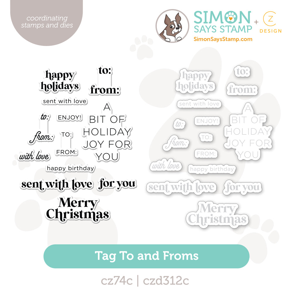 CZ Design Stamps and Dies Tag To and Froms set1258tt