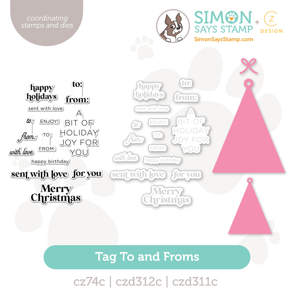 CZ Design Stamps and Dies Tag To and Froms Bundle set1259tt