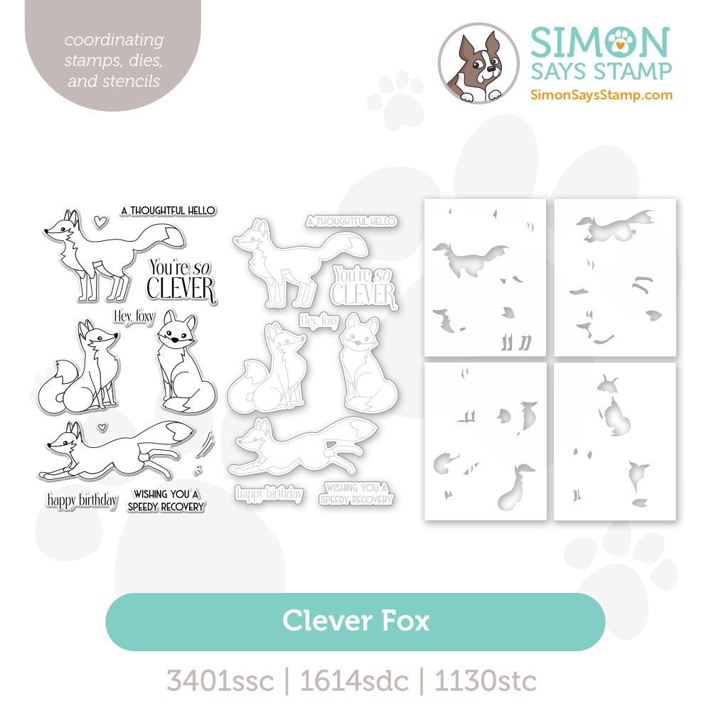 Simon Says Stamps Stencils and Dies Clever Fox set1260cf Shine On