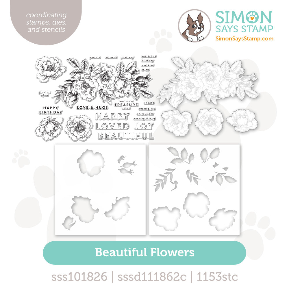 Simon Says Stamps Dies and Stencils Beautiful Flowers set1273bf Shine On
