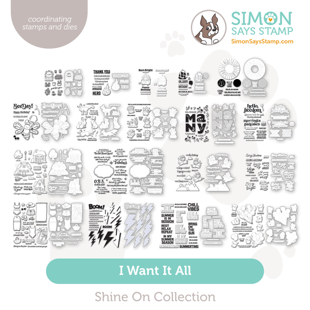 Simon Says Stamp Shine On Collection I Want It All Stamps and Coordinating Dies set1276sd