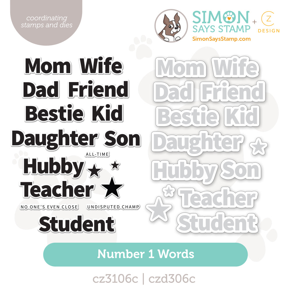 CZ Design Stamps and Dies Number 1 Words set1307no Every Happiness