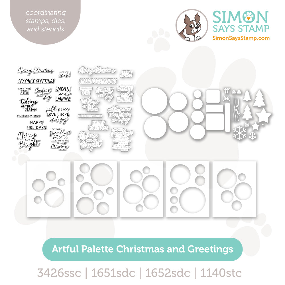 Simon Says Stamps Stencils and Dies Artful Palette Christmas and Nostalgic Greetings Bundle set1314ap