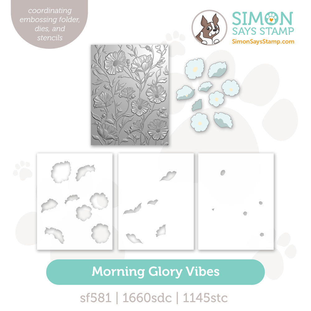 Simon Says Stamp Embossing Folders Stencils and Dies Morning Glory Vibes set1316mg