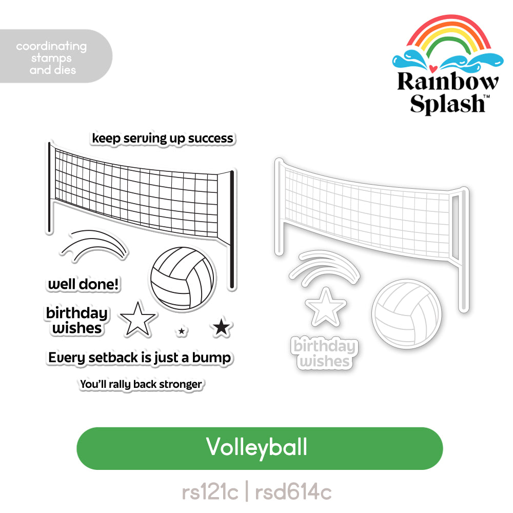 Rainbow Splash Stamps and Dies Volleyball set1323vb