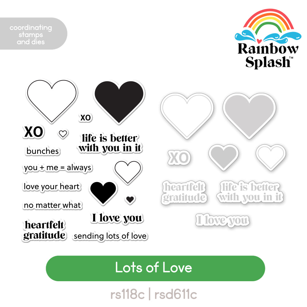 Rainbow Splash Stamps and Dies Lots of Love set1325ll