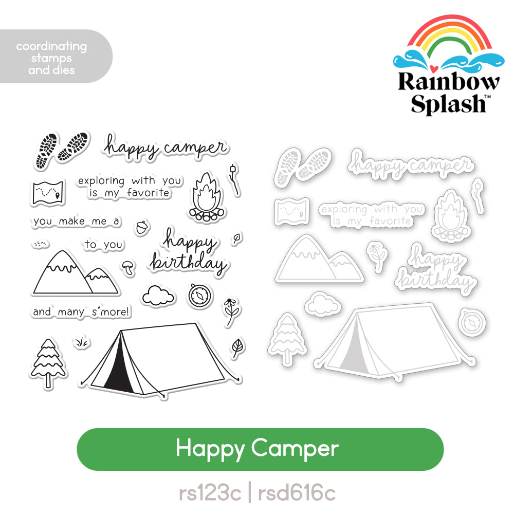 Rainbow Splash Stamps and Dies Happy Camper set1326hc