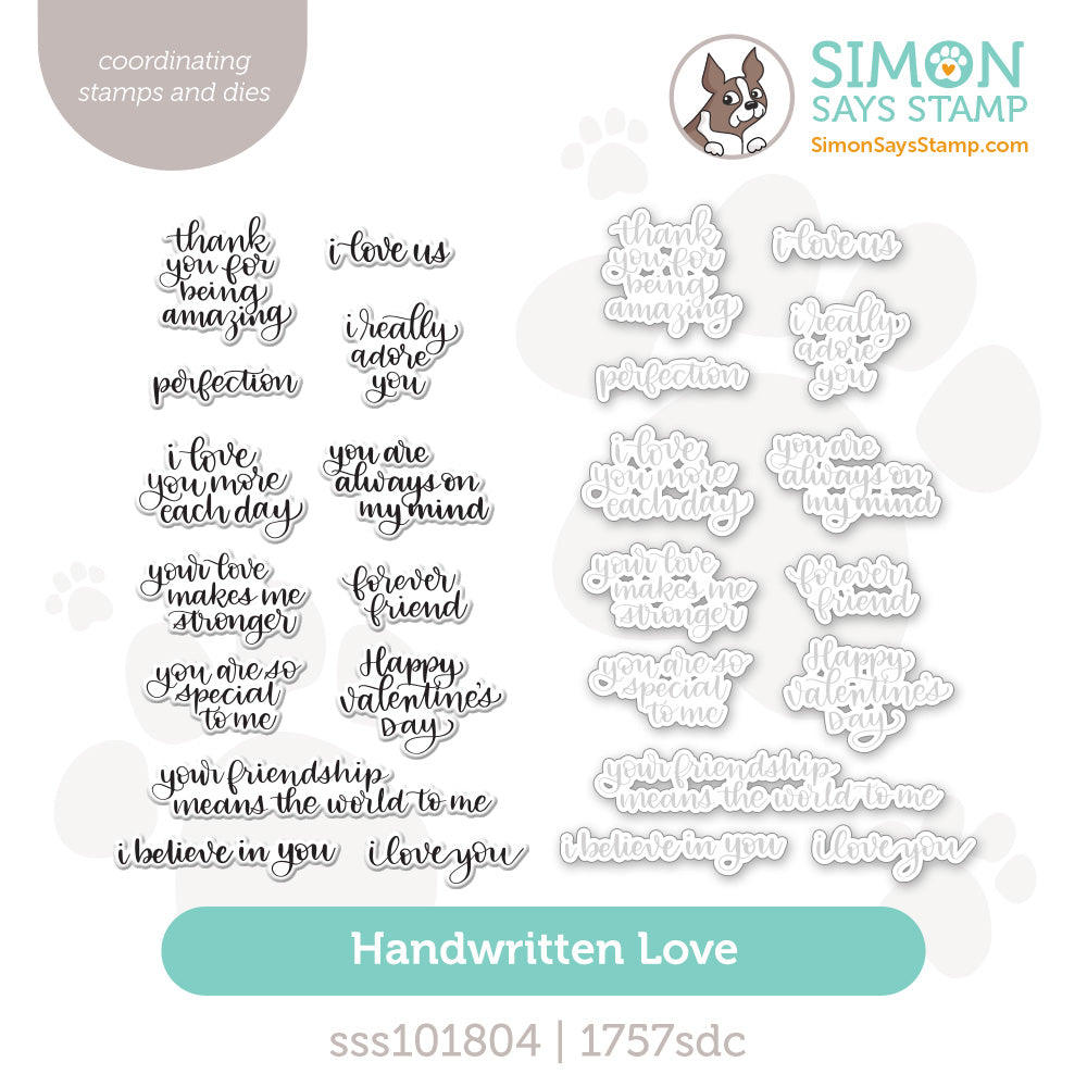 Simon Says Stamps and Dies Handwritten Love set1329hl