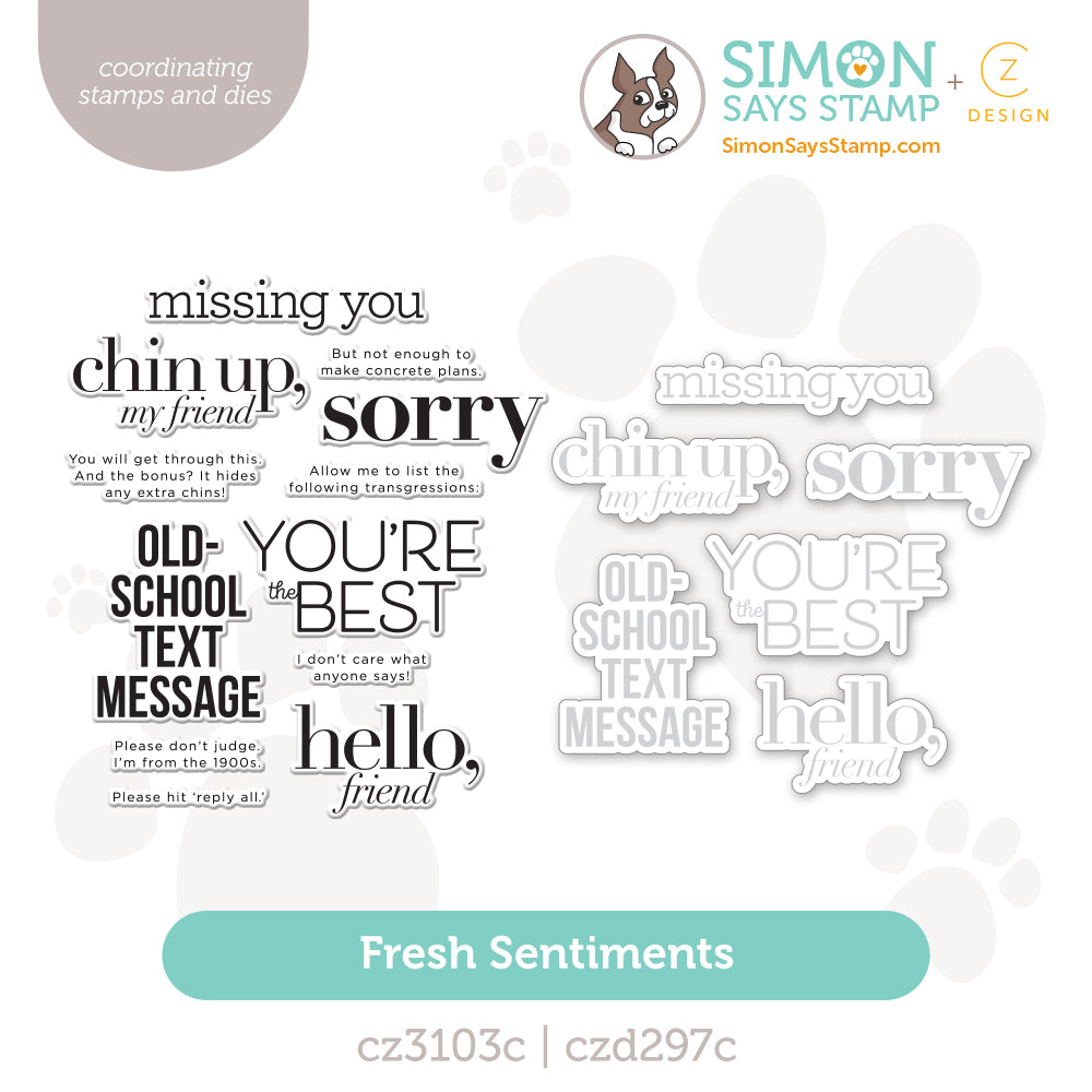 CZ Design Stamps and Dies Fresh Sentiments set1368fs