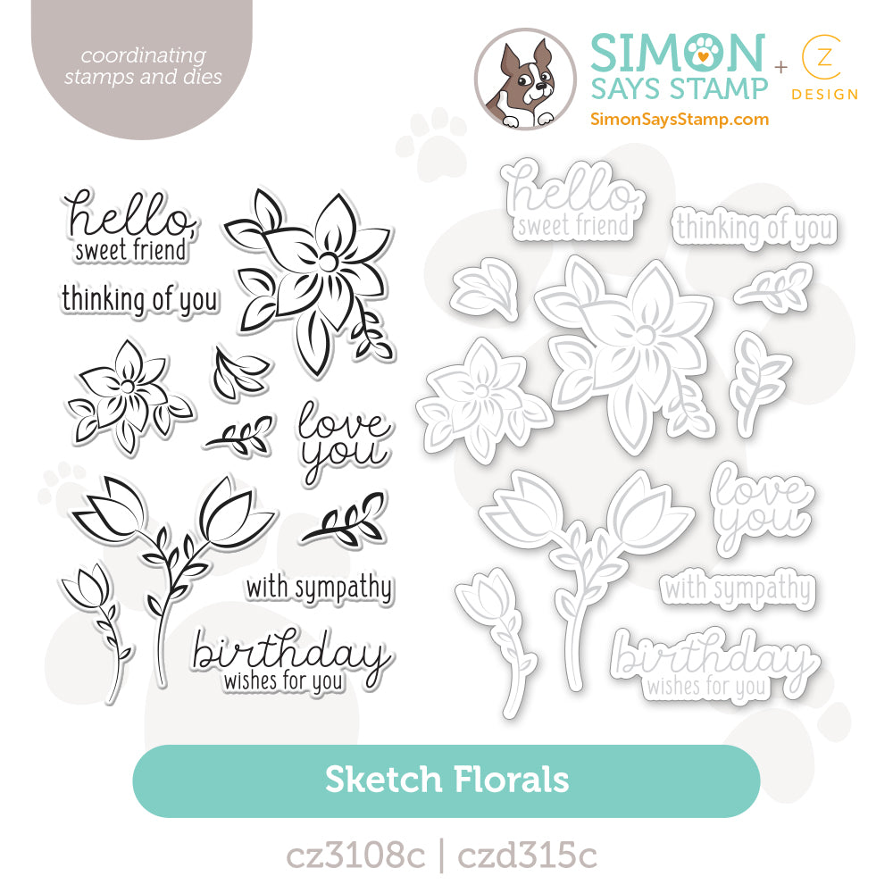 CZ Design Stamps and Dies Sketch Florals set1369sf