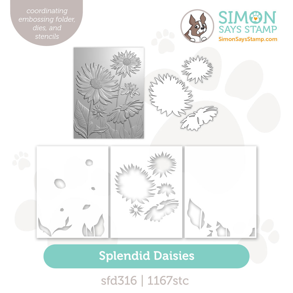 Simon Says Stamp Embossing Folder and Stencils Splendid Daisies set1372sd