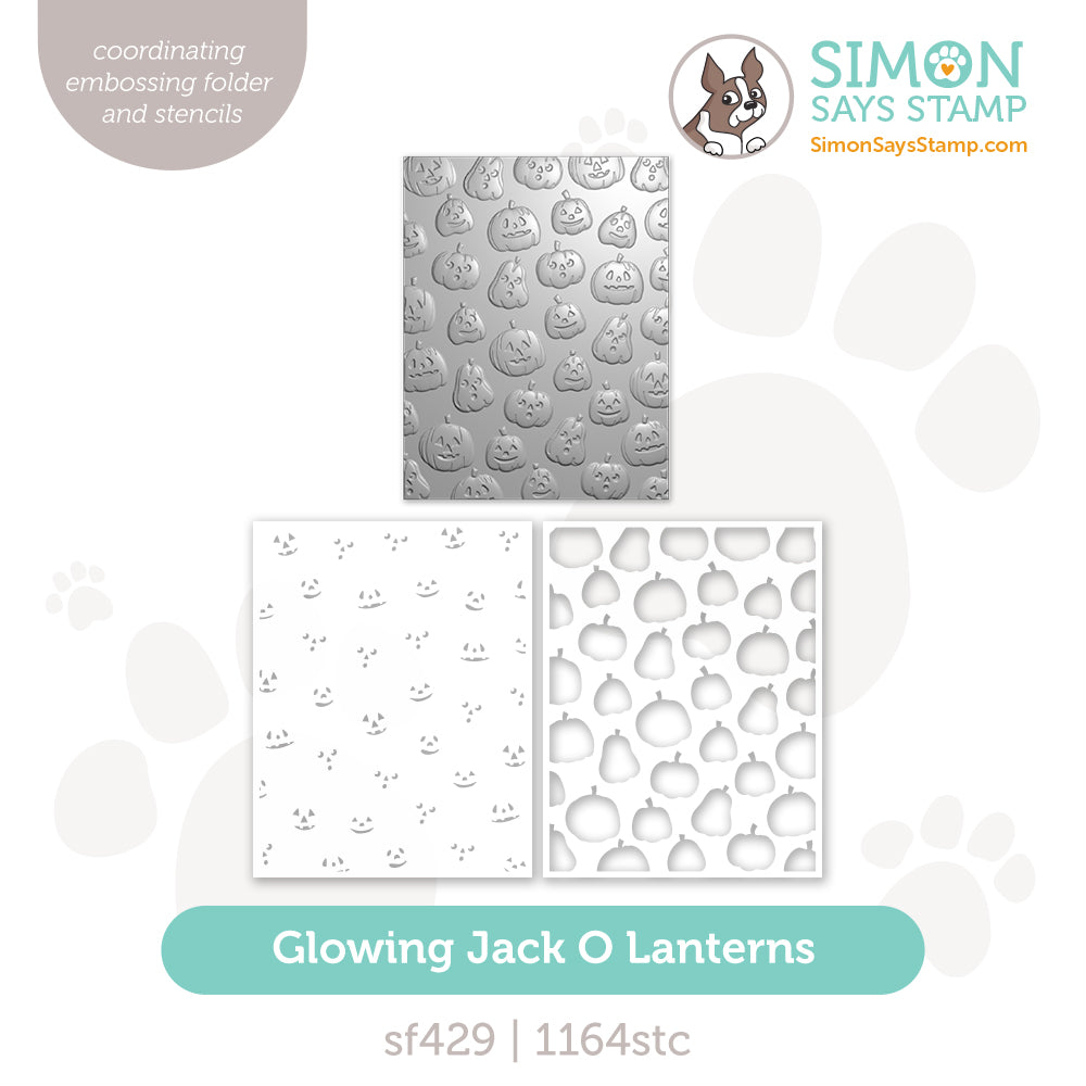 Simon Says Stamp Embossing Folder and Stencils Glowing Jack O Lanterns set1385gj