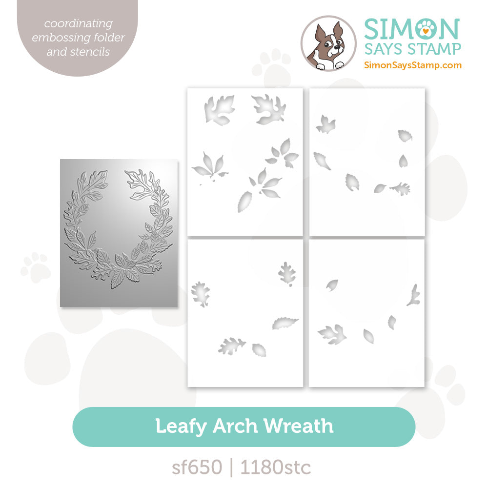 Simon Says Stamp Embossing Folder and Stencils Leafy Arch Wreath set1386la