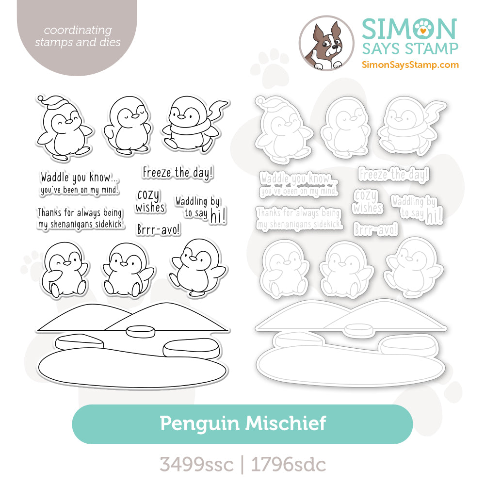 Simon Says Stamps and Dies Penguin Mischief set1395pm Sending Cheer