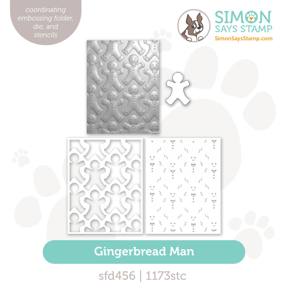 Simon Says Embossing Folder Die and Stencils Gingerbread Man set1398gm Sending Cheer