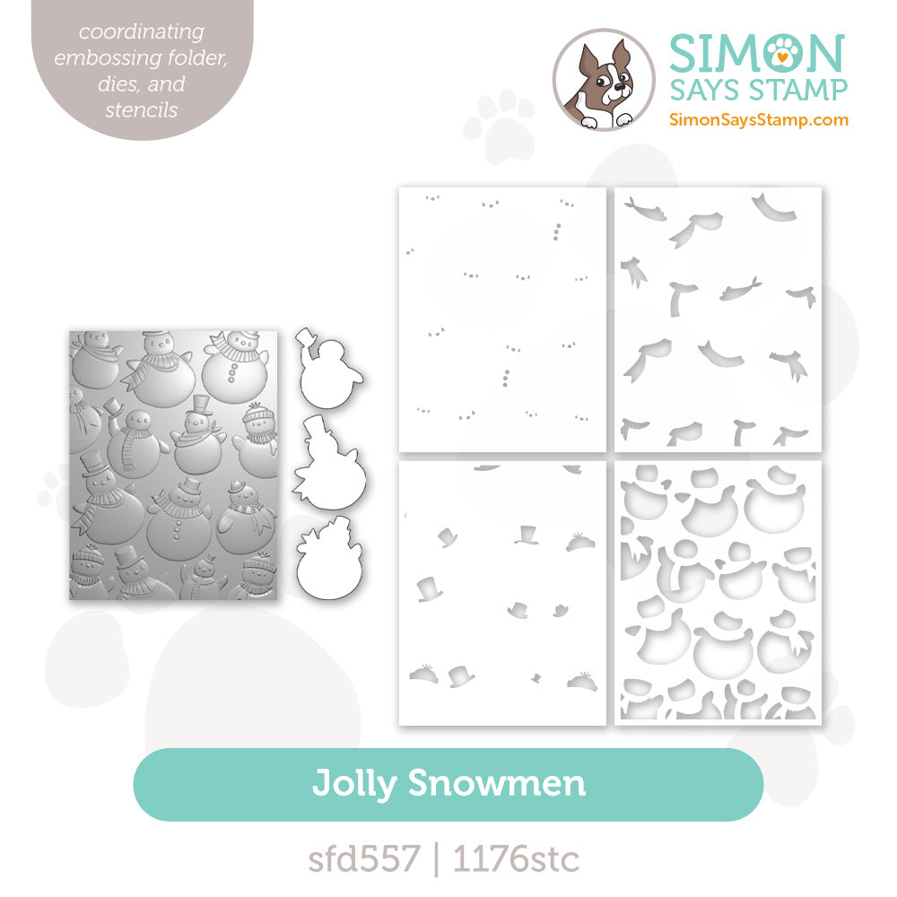 Simon Says Embossing Folder Dies and Stencils Jolly Snowmen set1400js Sending Cheer