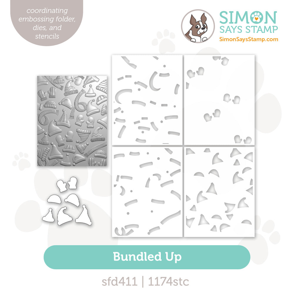 Simon Says Stamp Embossing Folder Dies and Stencils Bundled Up set1403bu Sending Cheer