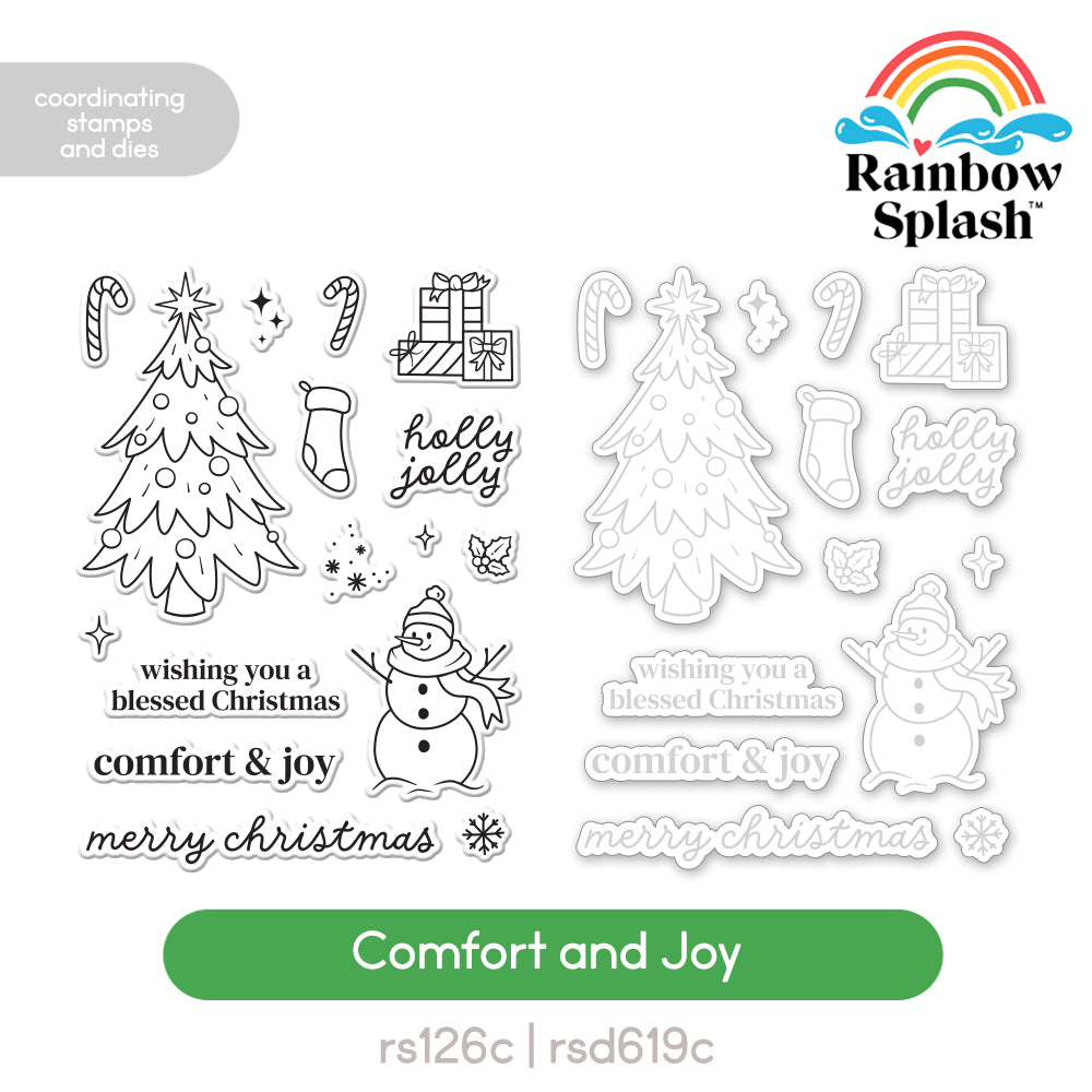 Rainbow Splash Stamps and Dies Comfort and Joy set1410cj Sending Cheer