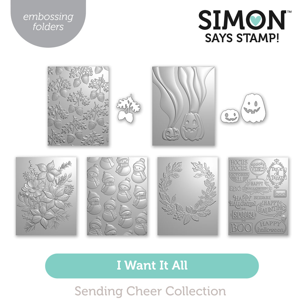 Simon Says Stamp Sending Cheer Collection I Want It All Embossing Folders set1413ef