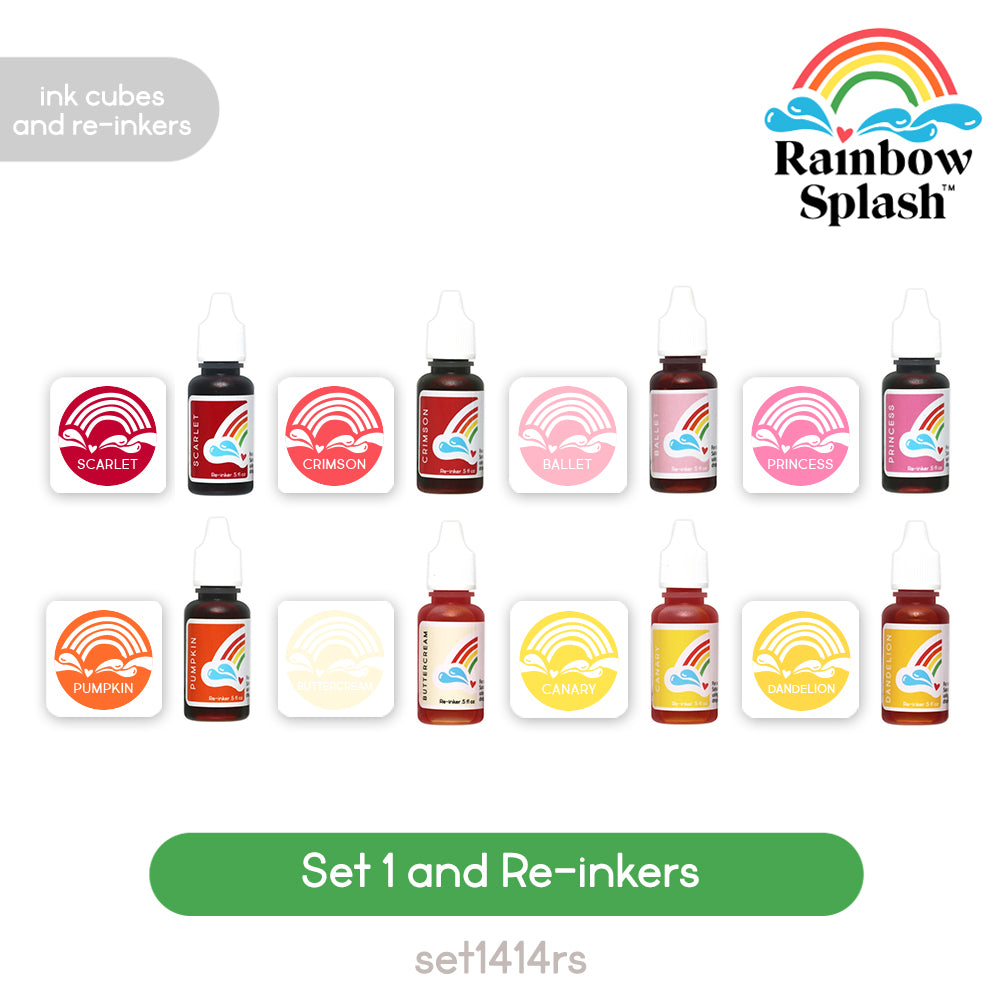 Rainbow Splash Ink Cube Set 1 and Re-inkers set1414rs Sending Cheer