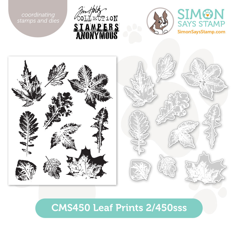 Tim Holtz Leaf Prints 2 Stamps with Simon Says Stamp Dies Bundle set2lp26
