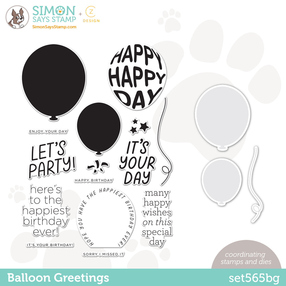CZ Design Stamps and Dies Balloon Greetings
