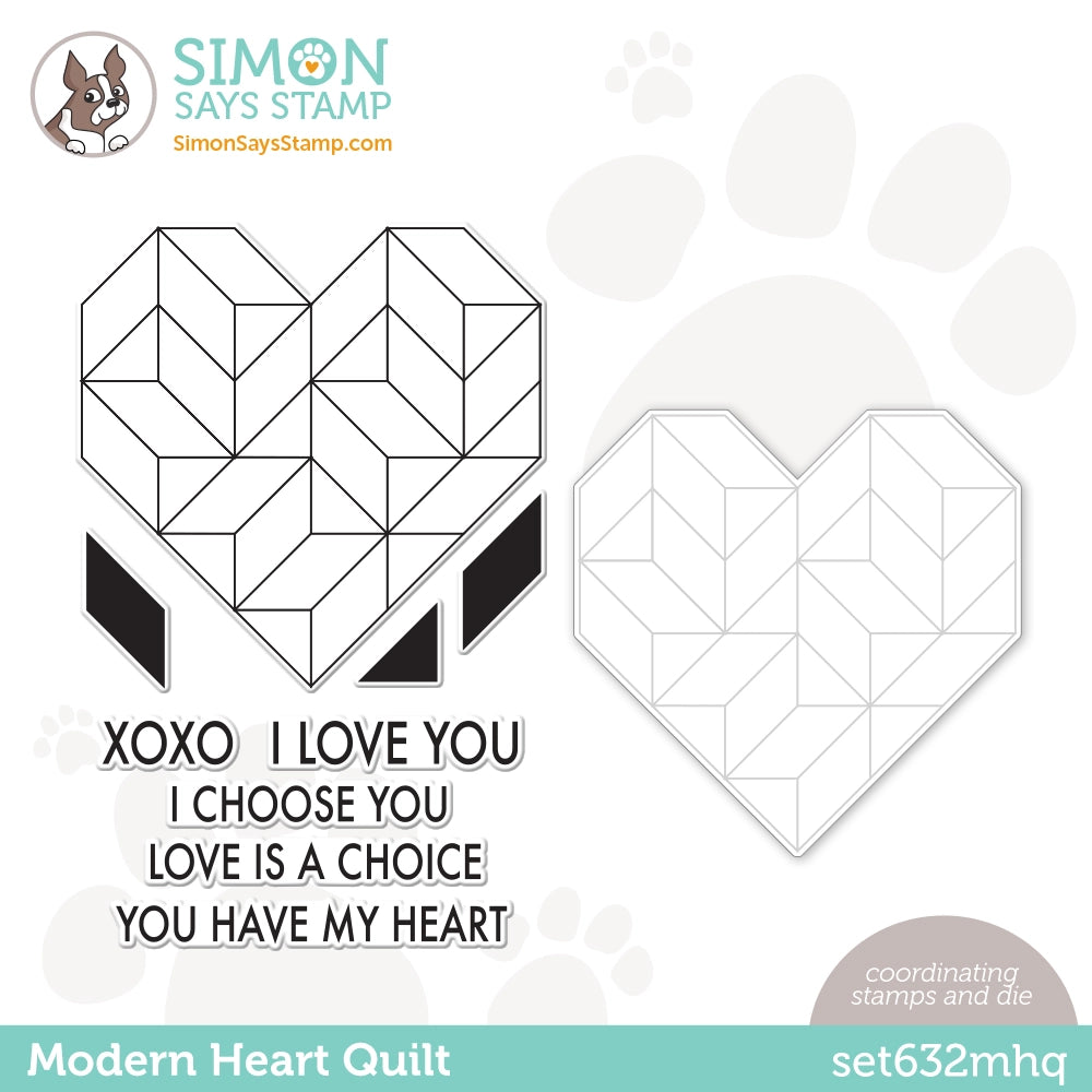 Simon Says Stamps and Dies Modern Heart Quilt set632mhq Dear Friend