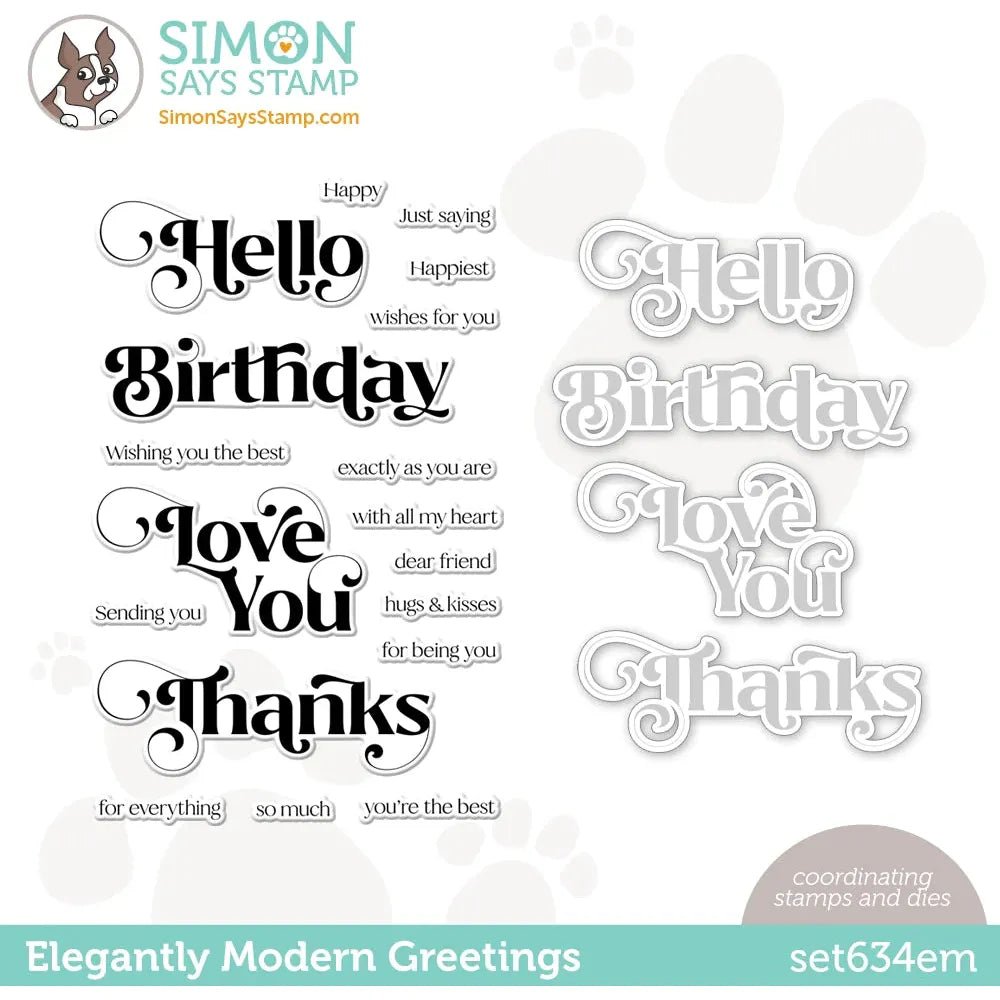 Simon Says Stamp And Dies Elegantly Modern Greetings set634em Dear Friend