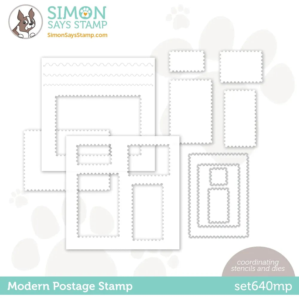 Simon Says Stamps Dies and Stencil Modern Postage set640mp Dear Friend