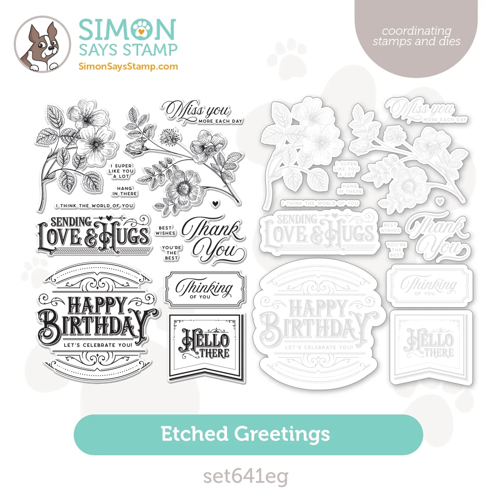 Simon Says Stamps and Dies Etched Greetings set641eg Out Of This World