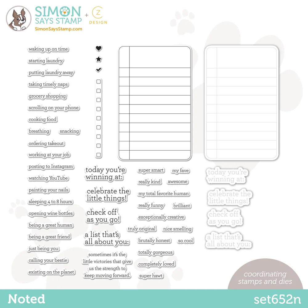 CZ Design Stamps and Dies Noted set652n Just A Note