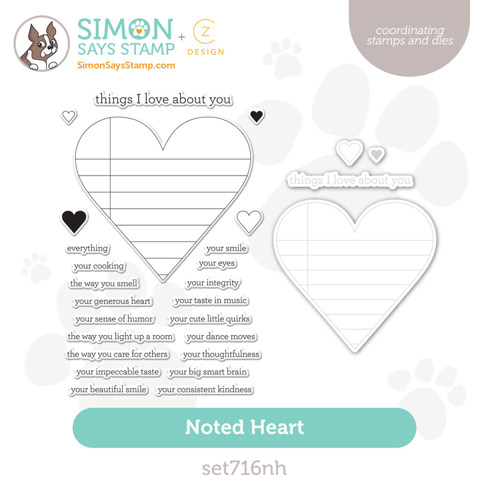 CZ Design Stamps And Dies Noted Heart Smitten – Simon Says Stamp