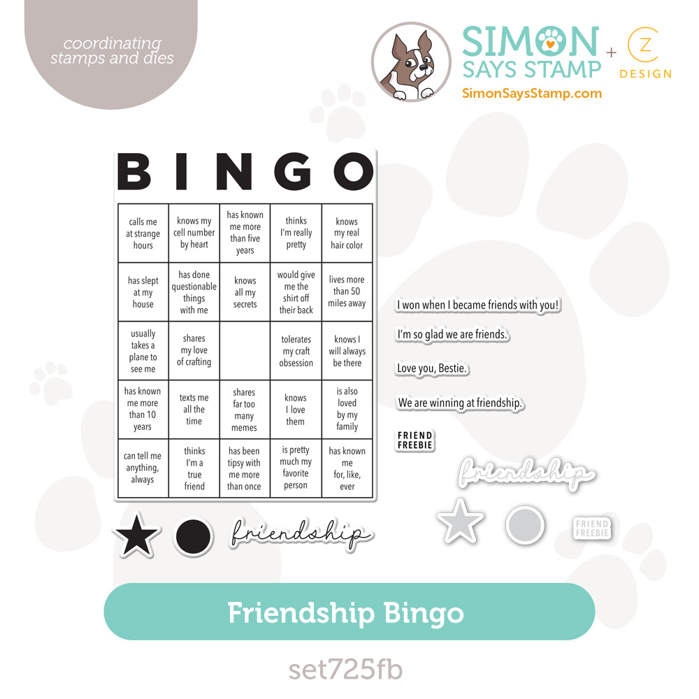 CZ Design Stamps And Dies Friendship Bingo