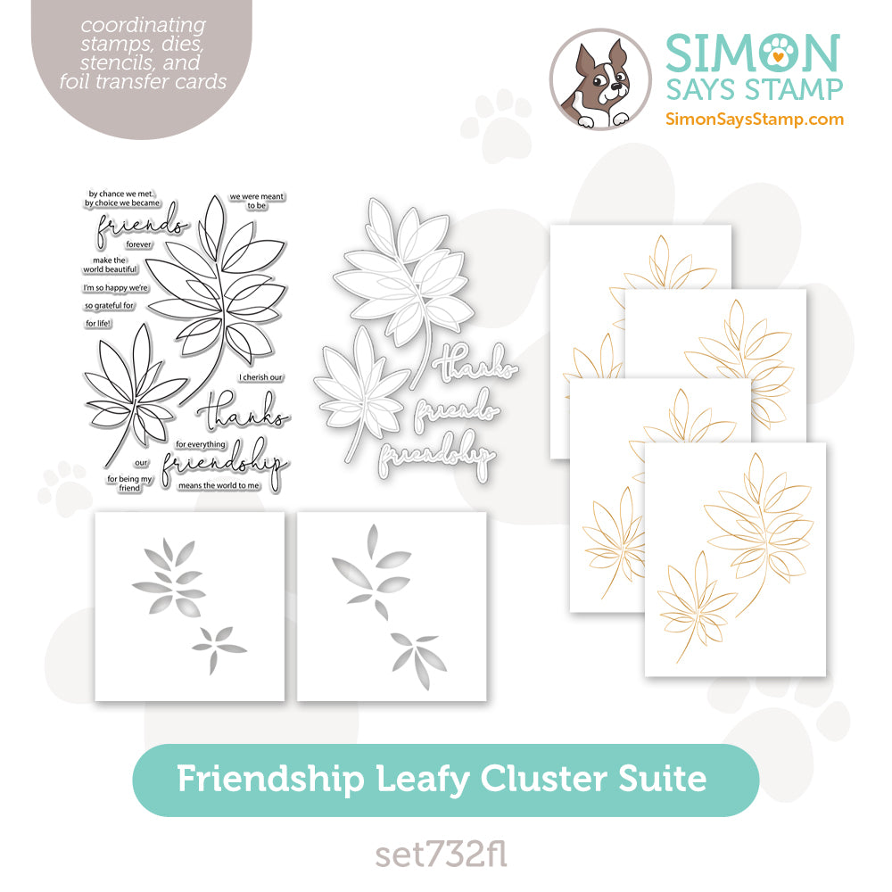Simon Says Stamps Dies And Stencils And Foil Transfer Cards Friendship Leafy Cluster