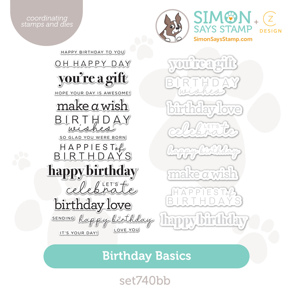 CZ Design Stamps And Dies Birthday Basics set740bb Splendor