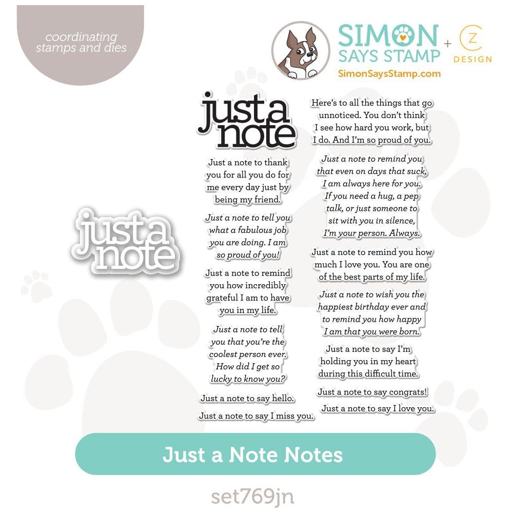 CZ Design Stamps and Dies Just a Note Notes set769jn Celebrate