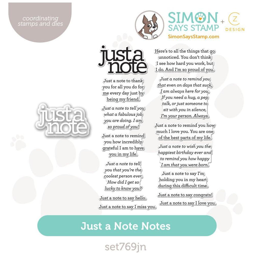 CZ Design Stamps and Dies Just a Note Notes set769jn Celebrate – Simon ...
