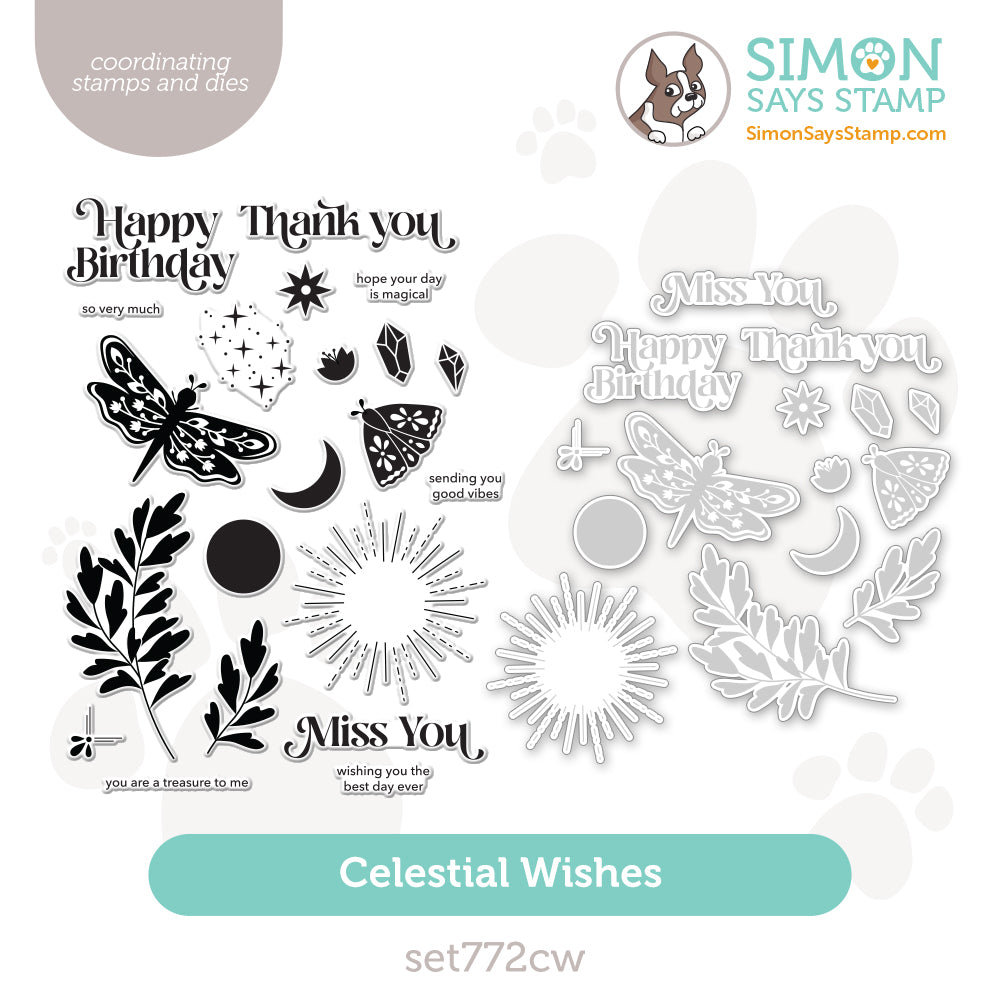 Simon Says Stamps And Dies Celestial Wishes set772cw Celebrate