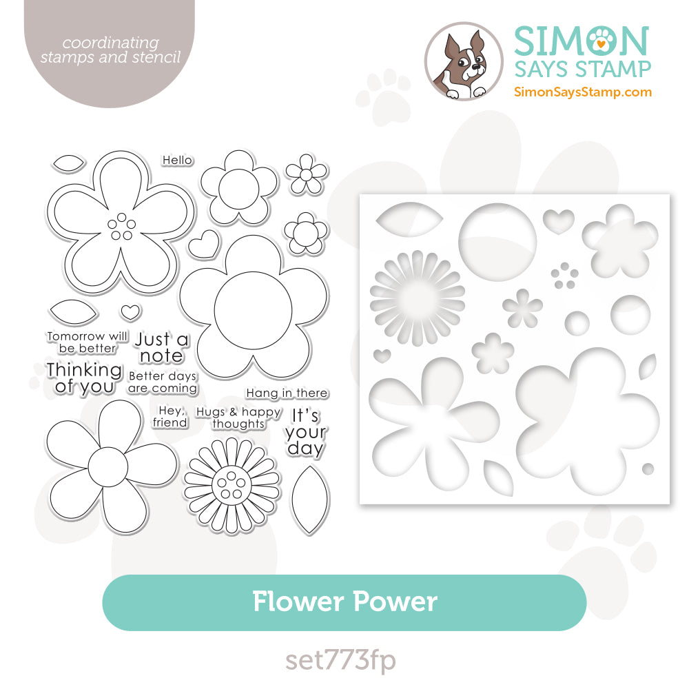 Simon Says Stamps And Stencil Flower Power set773fp Celebrate