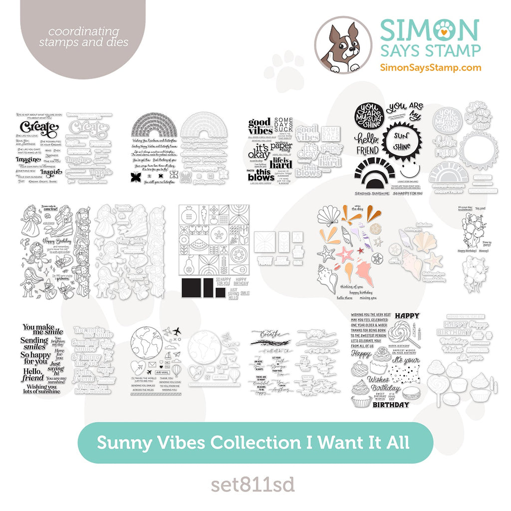 Simon Says Stamp Sunny Vibes Collection I Want It All Stamps And Coordinating Dies set811sd